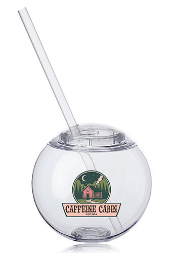 Moran 15 oz Plastic Cocktail Ball with Straw