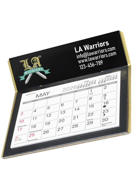 USA Made Desk Calendar with Black and Gold Trim