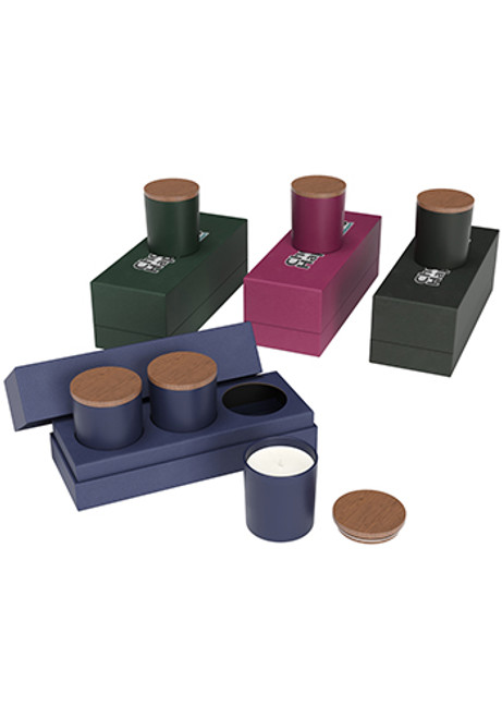 Vista Glass Candle 3-Pack with Acacia Wood Lids