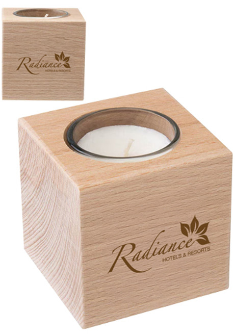 Beechwood Cube Candle Holder