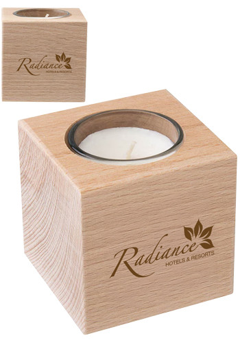 Beechwood Cube Candle Holder