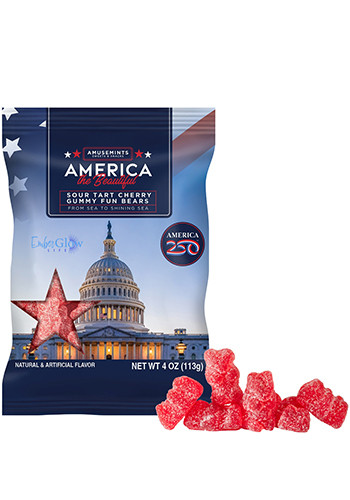 4 oz USA 250th Anniv Digibag Cherry Gummy Bears