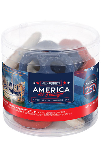 USA 250th Anniv Mini Pretzels in Round Acetate