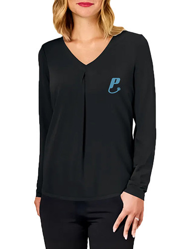 Blue Generation Ladies' Matte Jersey V-Neck Blouse