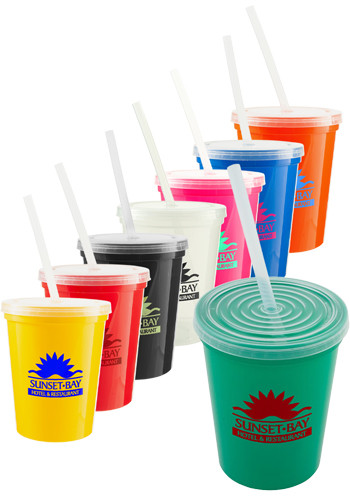 16 oz Stadium Cup with Lid and Straw