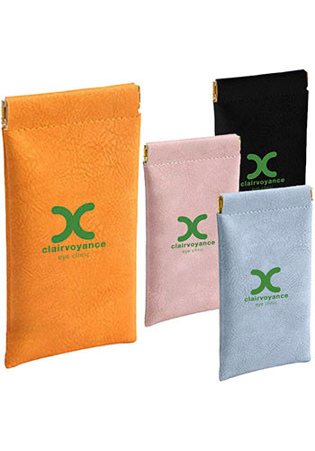 Faux Vegan Leather Squeeze Sunglasses Pouch