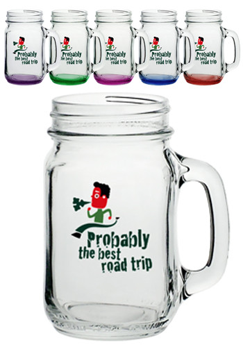 Image of 16 oz. Custom Libbey Mason Jars with Handles