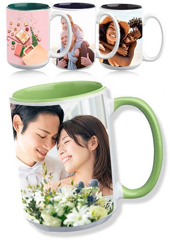 Image of 15 oz. Glossy Two-Tone Photo Mugs