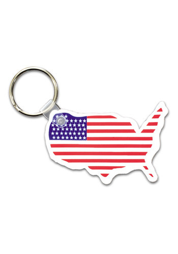 Image of USA Map w/ Flag Keychains
