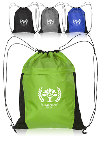 Image of Mesh Accent Drawstring Backpacks