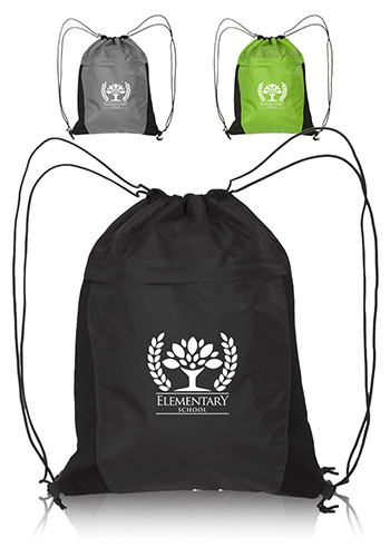 Image of Mesh Accent Drawstring Backpacks