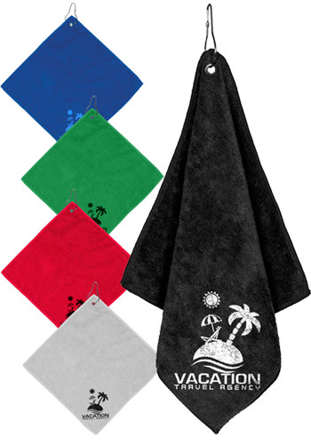 Image of 300GSM Microfiber Golf Towel with Metal Grommet and Clip