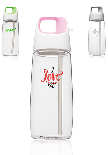 Image of 27 oz. Accent Cube Water Bottles with Straw
