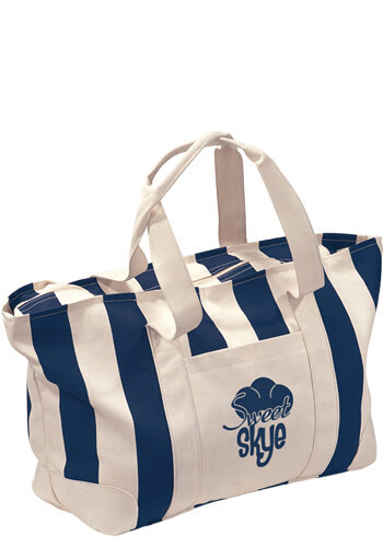Image of Large Striped Canvas Tote Bag
