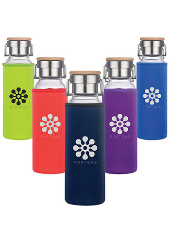 Image of 22 oz Glass Water Bottle With Protective Sleeve