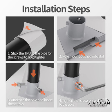 STARBEAM Starlink Gen 3 Standard Plastic Pole Adapter for 37-48mm Pole