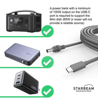 STARBEAM Starlink Mini 20V DC 5m USB-C Power Cable