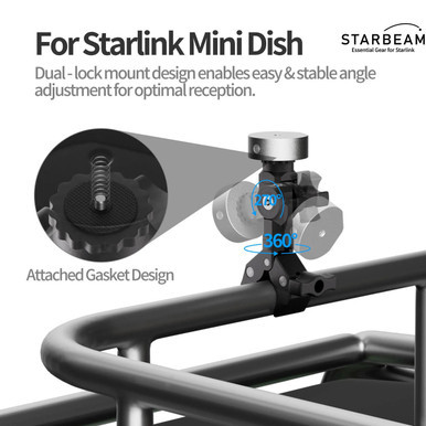 STARBEAM Starlink Mini Clamp Pole Mount - fits Pipe Adapter (old Mini model)