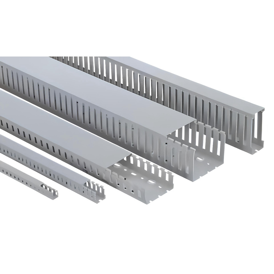 Iboco Slotted Duct, Open Slot Cable Duct, 25mm x 40mm, PVC, Grey, 2m Length