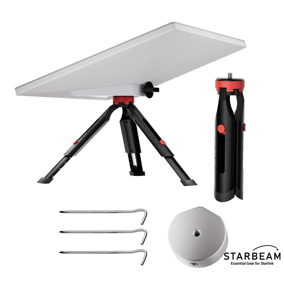 STARBEAM Starlink Mini 18cm Extendable Tripod with Adapter and Pegs – suits old Pipe Adapter only