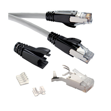 Stewart Cat6 8P8C Male RJ45 Connector Straight Cable Mount Shielded, Max 1.07 mm OD