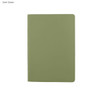 A dark green washable paper notebook with a smooth cover and rounded corners. It has a logo on the front.
