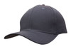 A dark grey cotton twill cap with a structured design and a curved brim, featuring a logo.