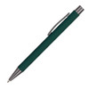 A green aluminium pen with a silver clip and tip, featuring a sleek design and a branding logo.