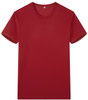 A red Saharah dryfit tee shirt featuring a crew neck and short sleeves, with a logo on the label.