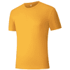 A yellow Saharah dryfit tee shirt with a simple design and crew neck, featuring a branding logo.