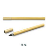 A bamboo pen with a natural finish and a concealed tip, alongside its matching protective cap.