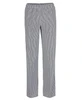 Elasticated chef pants in a black and white check pattern, featuring a relaxed fit and an elastic waistband.