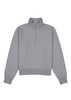 A grey women's jumper featuring a 1/4 zip and long sleeves, with a branded logo.