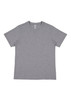 A grey women's short sleeve t-shirt with a simple design and a logo on the label.