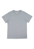 A grey women's short sleeve t-shirt displayed flat. The shirt has a simple design and features a logo.