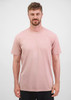 A men's everyday short sleeve tee in a soft pink colour, featuring a crew neckline and a simple design.