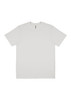 A plain white men's short sleeve tee with a simple design and a small logo.