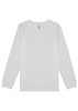 A white long sleeve T-shirt featuring a logo, designed for youth. Simple and classic in style.