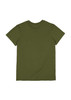 An olive green women's short sleeve tee with a plain back design and a small logo.