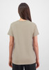 A women's short sleeve tee in a neutral beige colour, featuring a simple design and no visible branding.