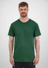 A short sleeve tee in dark green, featuring a classic crew neck design and a brand logo.