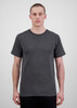 A grey short sleeve men’s tee worn by a model, featuring a simple design and no visible logos.