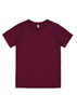 A maroon short sleeve tee with a label and no additional graphics or text. Suitable for kids.