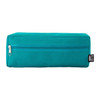 A teal utility case with a zip closure and a tag, featuring a rectangular design.