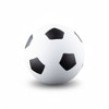 A high bounce soccer ball with white and black panels, featuring a standard soccer ball design. It has a logo on it.