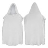A white adult hooded towel with a grey trim, featuring a large hood and a poncho-style design.