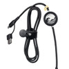 A black fast charging data cable with a wave design on the connector and a strap for organisation.