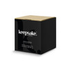 A black box packaging for a Keepsake mortar and pestle set with a logo on the front.