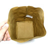 A large brown kraft paper storage bag with a squared base and a logo inside. The bag is held by a hand.