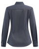 A navy long-sleeve cotton blend shirt with a fitted back design and buttoned cuffs. Features a collar and a logo.